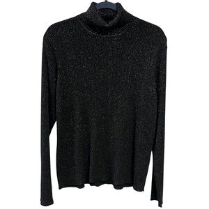 Karen Scott Multicolor Metallic Black Turtleneck Sweater XL